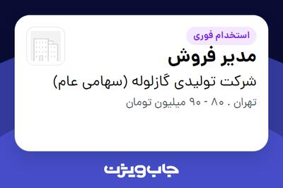  استخدام مدیر فروش در شرکت تولیدی گازلوله (سهامی عام)
