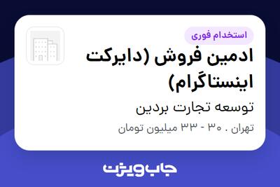 استخدام ادمین فروش (دایرکت اینستاگرام) در توسعه تجارت بردین