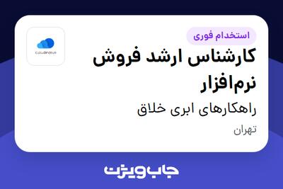  استخدام کارشناس ارشد فروش نرم‌افزار در راهکارهای ابری خلاق