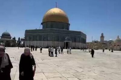  فیلم/ حضور فلسطینی‌ها در محوطه مسجدالاقصی