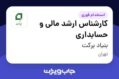 استخدام کارشناس ارشد مالی و حسابداری - آقا در بنیاد برکت
