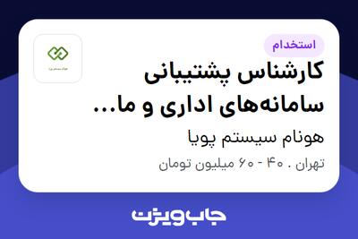  استخدام کارشناس پشتیبانی سامانه‌های اداری و مالی (بخش دولتی) در هونام سیستم پویا