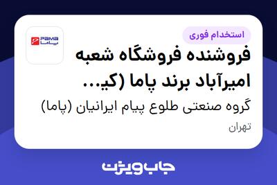  استخدام فروشنده فروشگاه شعبه امیرآباد برند پاما (کیف و کفش) در گروه صنعتی طلوع پیام ایرانیان (پاما)