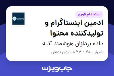 استخدام ادمین اینستاگرام و تولیدکننده محتوا - خانم در داده پردازان هوشمند آتیه