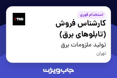 استخدام کارشناس فروش (تابلوهای برق) در تولید ملزومات برق