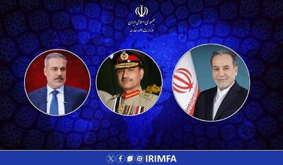  رایزنی عراقچی با فرمانده ارتش پاکستان و وزیر خارجه ترکیه درباره تحولات منطقه