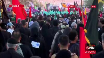  سیل زائران اربعین حسینی در مسیر نجف به کربلا