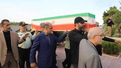 عکس/ پیکر شهید نیما مرادی؛ دریانورد شهید حادثه کشتی «آنا» به وطن بازگشت