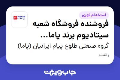  استخدام فروشنده فروشگاه شعبه سیتادیوم برند پاما (کیف و کفش) در گروه صنعتی طلوع پیام ایرانیان (پاما)