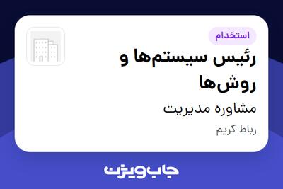 استخدام رئیس سیستمها و روشها در مشاوره مدیریت