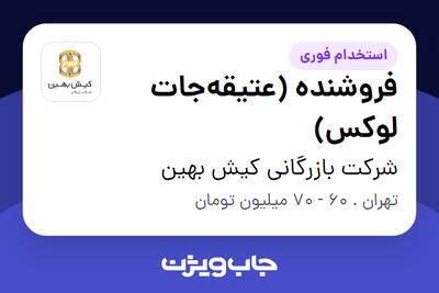 استخدام فروشنده (عتیقهجات لوکس) در شرکت بازرگانی کیش بهین