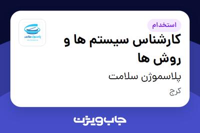 استخدام کارشناس سیستم ها و روش ها در پلاسموژن سلامت