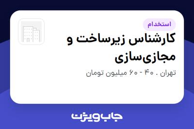 استخدام کارشناس زیرساخت و مجازیسازی در سازمانی فعال در حوزه بانکداری