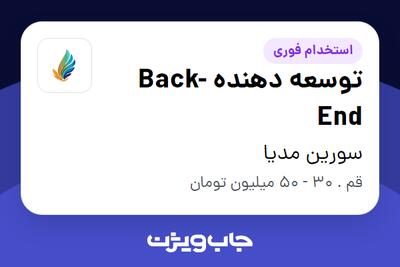  استخدام توسعه دهنده Back-End در سورین مدیا