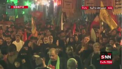  خروش باشکوه زائران اربعین حسینی در طریق الحسین (ع) به نیابت از رهبر شهید انقلاب
