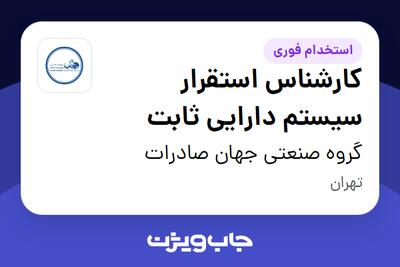 استخدام کارشناس استقرار سیستم دارایی ثابت - آقا در گروه صنعتی جهان صادرات