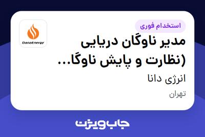  استخدام مدیر ناوگان دریایی (نظارت و پایش ناوگان کانتینری) - آقا در انرژی دانا
