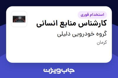 استخدام کارشناس منابع انسانی در گروه خودرویی دلیلی