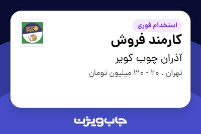  استخدام کارمند فروش در آذران چوب کویر