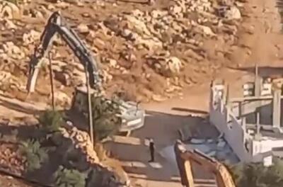  فیلم/ تخریب خانه در حال ساخت یک فلسطینی در رام‌الله