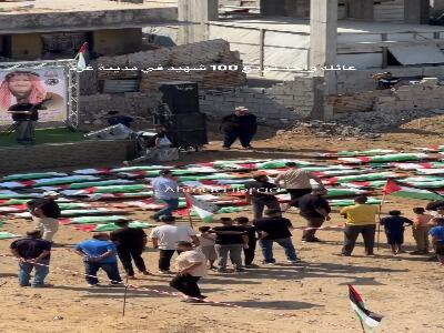  مراسم وداع با پیکر ۱۱۲ تن از شهدی فلسطینی جنایت اخیر رژیم صهیونیستی در غزه