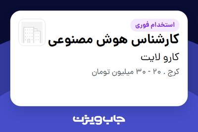  استخدام کارشناس هوش مصنوعی - خانم در کارو لایت