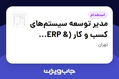 استخدام مدیر توسعه سیستمهای کسب و کار (ERP Business Systems) در سازمانی فعال در حوزه تجارت الکترونیک