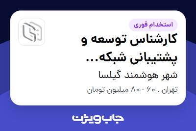  استخدام کارشناس توسعه و پشتیبانی شبکه نمایندگان در شهر هوشمند گیلسا