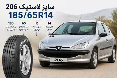  سایز لاستیک 206 چیست؟ راهنمای کامل انتخاب بهترین لاستیک پژو 206