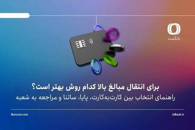 برای انتقال مبالغ بالا کدام روش بهتر است؟ / راهنمای انتخاب بین کارتبهکارت، پایا، ساتنا و مراجعه به شعبه