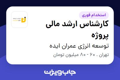  استخدام کارشناس ارشد مالی پروژه در توسعه انرژی عمران ایده
