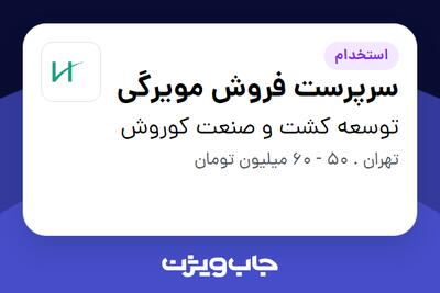 استخدام سرپرست فروش مویرگی - آقا در توسعه کشت و صنعت کوروش