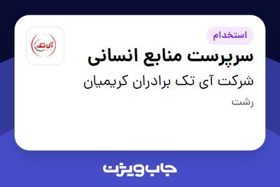  استخدام سرپرست منابع انسانی در شرکت آی تک برادران کریمیان