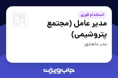 استخدام مدیر عامل (مجتمع پتروشیمی) در سازمانی فعال در حوزه نفت، گاز و پتروشیمی