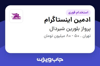  استخدام ادمین اینستاگرام در پرواز بلورین شیردال