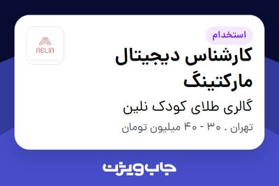 استخدام کارشناس دیجیتال مارکتینگ - خانم در گالری طلای کودک نلین