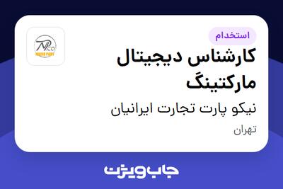  استخدام کارشناس دیجیتال مارکتینگ در نیکو پارت تجارت ایرانیان