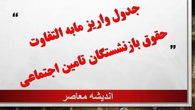 لینک جدول واریز مابه التفاوت حقوق بازنشستگان تامین اجتماعی ۱۴۰۵