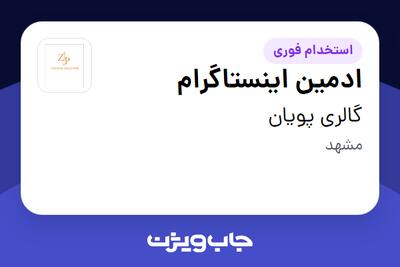 استخدام ادمین اینستاگرام - خانم در گالری پویان
