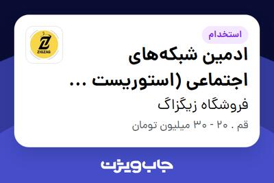 استخدام ادمین شبکههای اجتماعی (استوریست و تعامل) - خانم در فروشگاه زیگزاگ