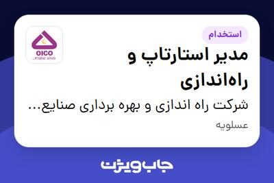 استخدام مدیر استارتاپ و راهاندازی - آقا در شرکت راه اندازی و بهره برداری صنایع نفت ایکو