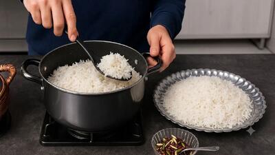  آموزش کامل پخت چلو مجلسی با ته دیگ سیب زمینی کنجدی و زعفرانی
