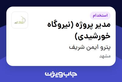 استخدام مدیر پروژه (نیروگاه خورشیدی) - آقا در پترو ایمن شریف