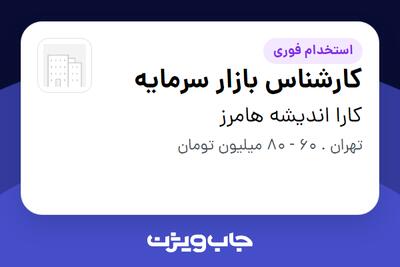  استخدام کارشناس بازار سرمایه در کارا اندیشه هامرز