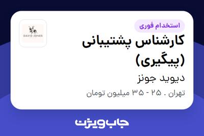 استخدام کارشناس پشتیبانی (پیگیری) - آقا در دیوید جونز