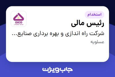 استخدام رئیس مالی - آقا در شرکت راه اندازی و بهره برداری صنایع نفت ایکو