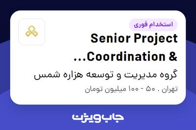 استخدام Senior Project Coordination Control Officer (Construction) در گروه مدیریت و توسعه هزاره شمس