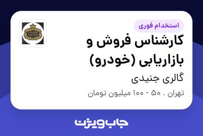 استخدام کارشناس فروش و بازاریابی (خودرو) - خانم در گالری جنیدی