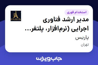استخدام مدیر ارشد فناوری اجرایی (نرمافزار، پلتفرم و داده) در پاریس