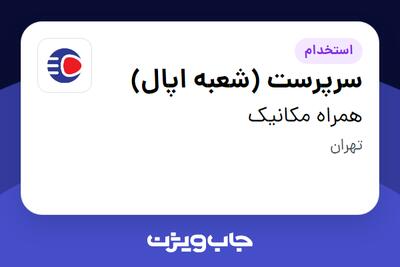  استخدام سرپرست (شعبه اپال) - آقا در همراه مکانیک